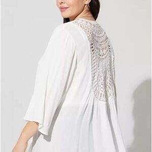 White Crochet Back Blouse